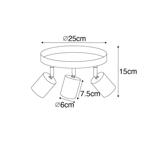 Plafonnier Moderne Noir Orientable Rond 3 Lumières - Java