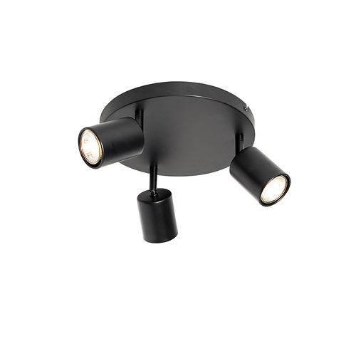 Plafonnier Moderne Noir Orientable Rond 3 Lumières - Java