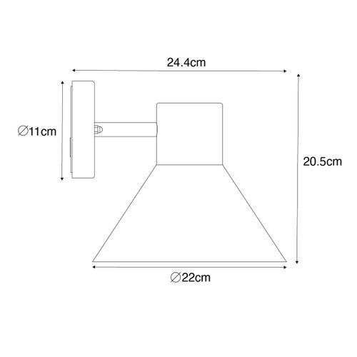 Applique D'extérieur Industrielle Cône Gris Foncé Ip44 - Natas