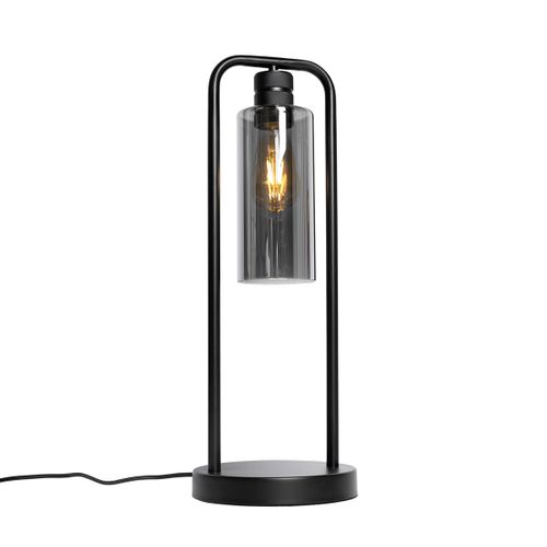 Lampe De Table Moderne Noire Avec Verre Fumé - Stavelot