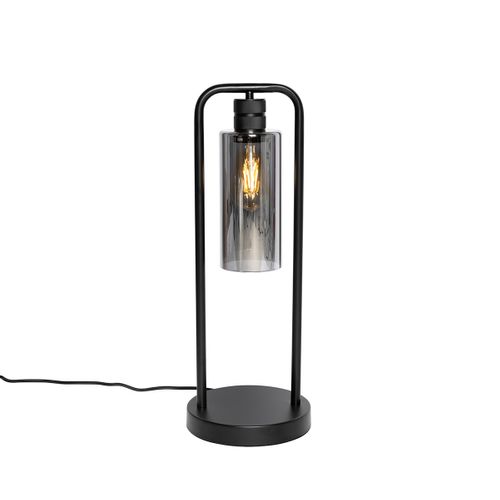 Lampe De Table Moderne Noire Avec Verre Fumé - Stavelot