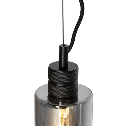 Suspension Moderne Noire Avec Verre Fumé - Stavelot