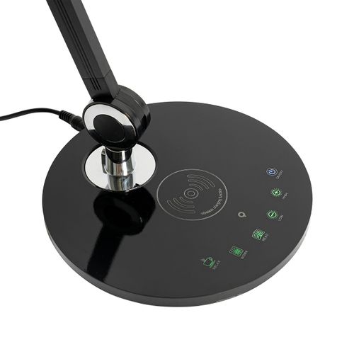 Lampe De Table Design Noire Avec LED Avec Chargeur Tactile Et Induction - Don