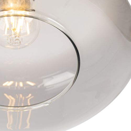 Plafonnier Art Déco Noir Avec Verre Fumé - Bizle