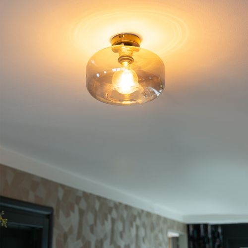 Plafonnier Art Déco Noir Avec Verre Fumé - Bizle