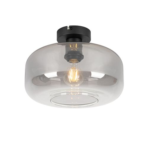 Plafonnier Art Déco Noir Avec Verre Fumé - Bizle