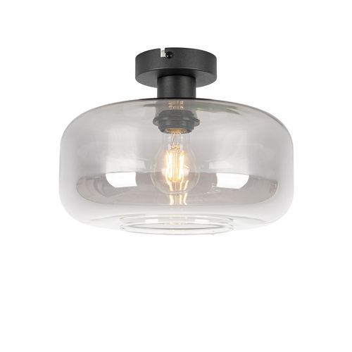 Plafonnier Art Déco Noir Avec Verre Fumé - Bizle