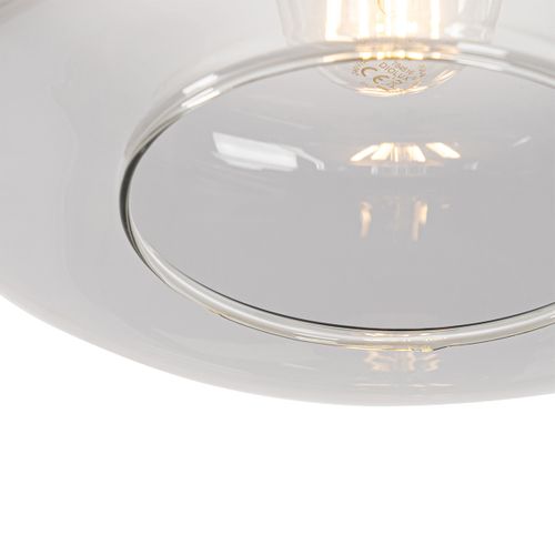 Suspension Art Déco Noire Avec Verre Fumé - Bizle