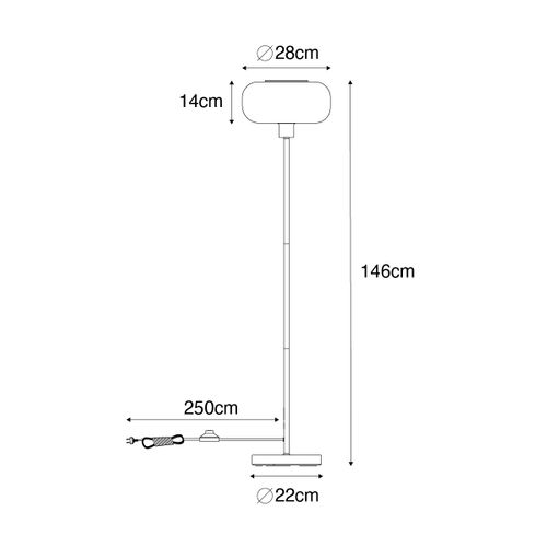 Lampadaire Art Déco Noir Avec Verre Fumé - Bizle