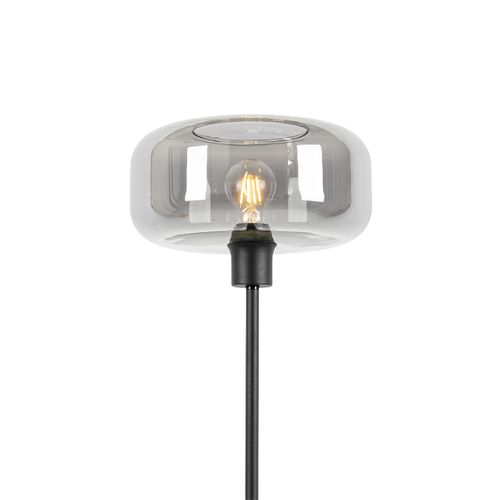 Lampadaire Art Déco Noir Avec Verre Fumé - Bizle