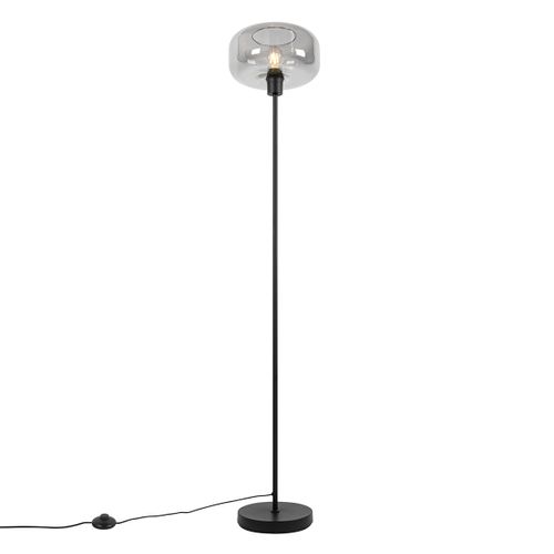 Lampadaire Art Déco Noir Avec Verre Fumé - Bizle