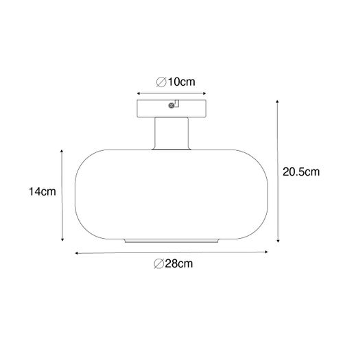 Plafonnier Art Déco Noir Avec Verre Ambré - Bizle