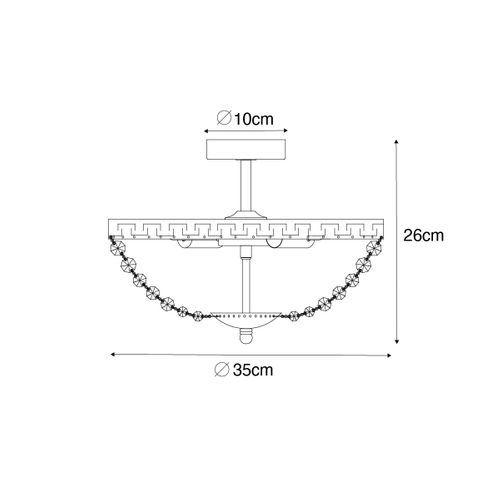 Plafonnier Classique Bronze Et Cristal 3 Lumières - Mondrian