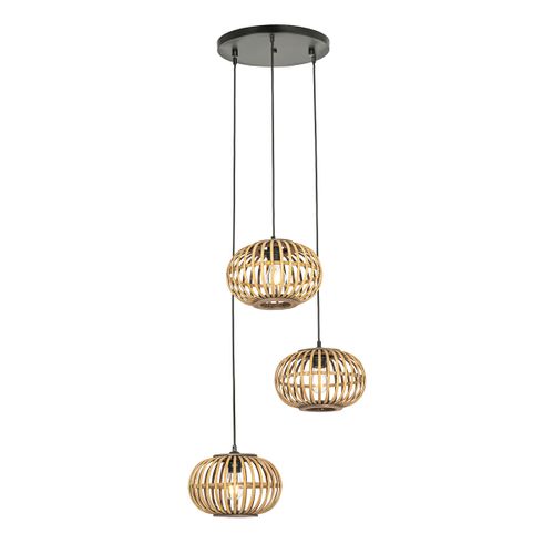 Suspension Orientale Bambou 3 Lumières Ronde - Amira