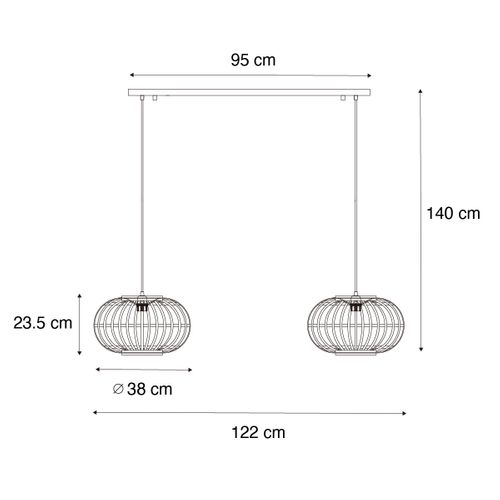 Suspension Orientale En Bambou 2 Lumières - Amira