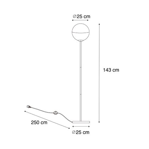 Lampadaire Rétro Noir Avec Verre Clair - Eclipse