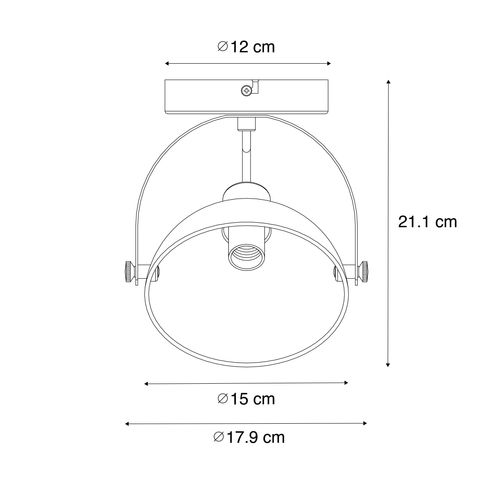 Plafonnier Industriel Noir Et Doré 15 Cm Orientable - Magnax
