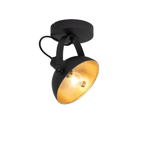 Plafonnier Industriel Noir Et Doré 15 Cm Orientable - Magnax