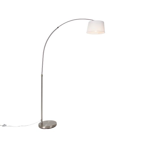 Lampe à Arc Intelligente En Acier Avec Abat-jour En Tissu Blanc, Y Compris Wifi A60 - Arc Basic