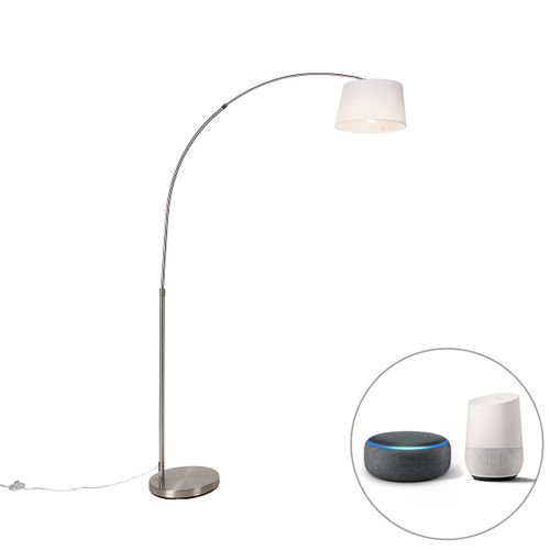 Lampe à Arc Intelligente En Acier Avec Abat-jour En Tissu Blanc, Y Compris Wifi A60 - Arc Basic
