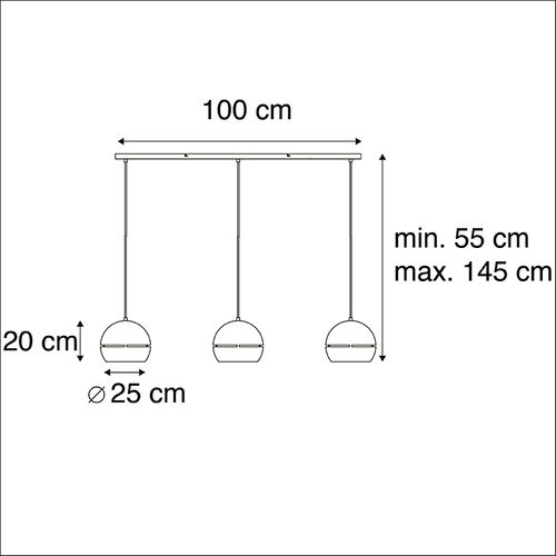Suspension Intelligente Noire Avec Intérieur Doré 3 Lumières Avec Wi-fi St64 - Buell