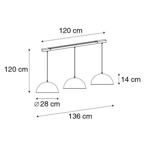 Suspension Intelligente Noire Avec Or 3 Lumières Avec Wifi A60 - Magnax