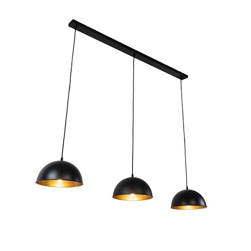 Suspension Intelligente Noire Avec Or 3 Lumières Avec Wifi A60 - Magnax