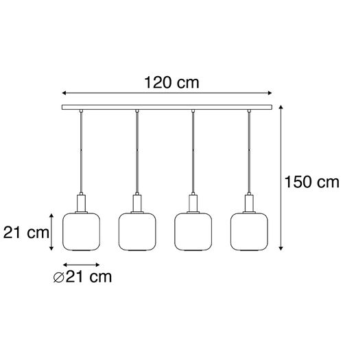 Suspension Intelligente Noire Avec Verre Fumé 4 Lumières Avec Wifi A60 - Zuzanna