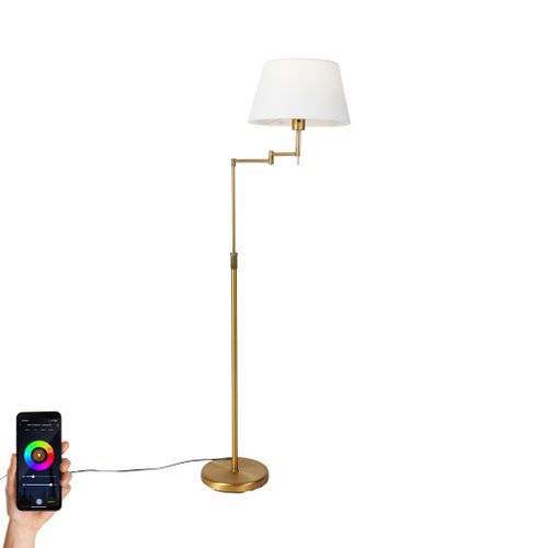 Lampadaire Intelligent Bronze Avec Abat-jour Blanc, Avec Wi-fi A60 - Ladas Deluxe