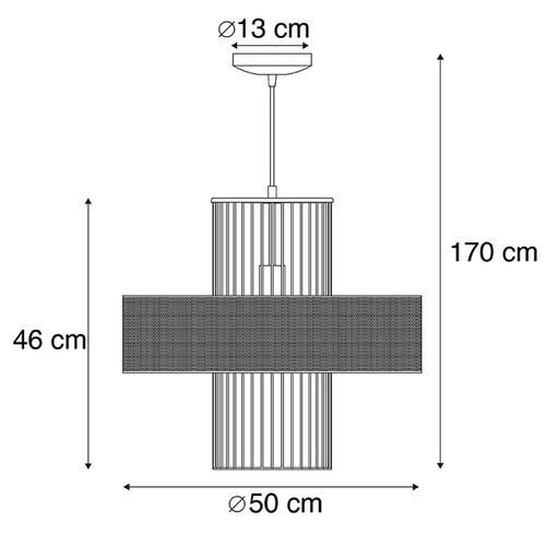 Lampe Suspendue Intelligente Or Avec Noir 50 Cm Avec Wifi G95 - Tess