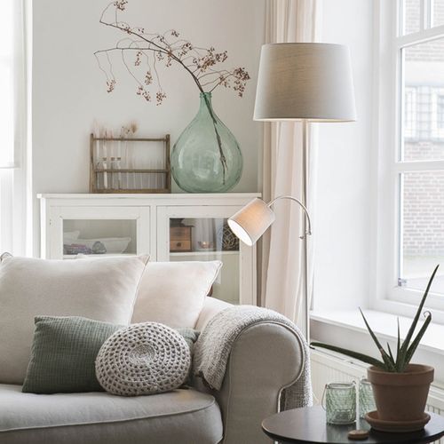 Lampadaire Intelligent En Acier Avec Abat-jour Gris Avec Wifi A60 Et E14 - Rétro