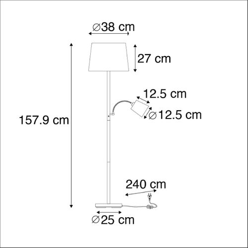 Lampadaire Intelligent En Acier Avec Abat-jour Gris Avec Wifi A60 Et E14 - Rétro