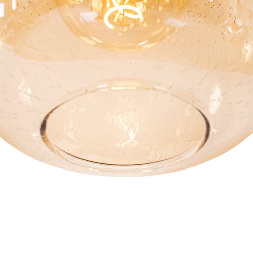 Lampe à Suspension Design Noire Avec Laiton Et Verre Ambré 4 Lumières - Zuzanna