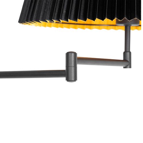 Lampadaire Noir Avec Abat-jour Plissé Noir Et Bras Réglable - Ladas Deluxe