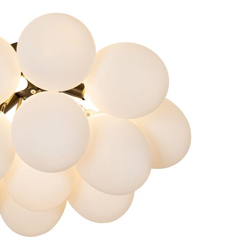 Plafonnier Art Déco Noir Avec Verre Opale 4 Lumières - Uvas