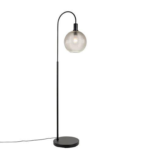 Lampadaire Design Noir Avec Verre Fumé - Chico