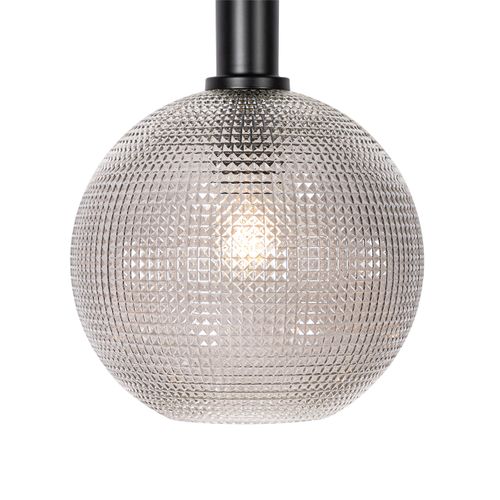 Lampe à Suspension Design Noire Avec Verre Fumé 4 Lumières - Chico