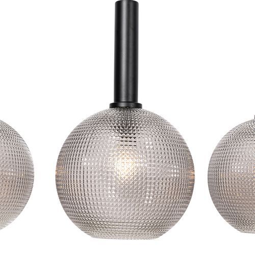 Lampe à Suspension Design Noire Avec Verre Fumé 4 Lumières - Chico