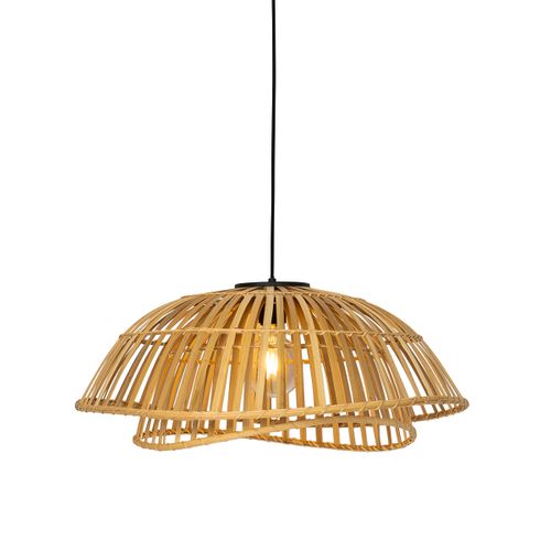 Lampe à Suspension Orientale Noire Avec Bambou Naturel 62 Cm - Pua