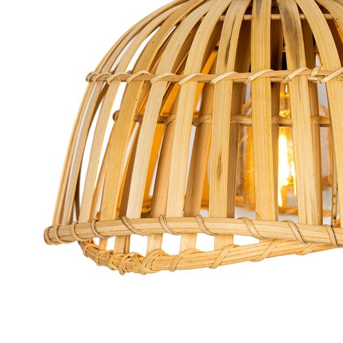 Lampe à Suspension Orientale Noire Avec Bambou Naturel 30 Cm - Pua
