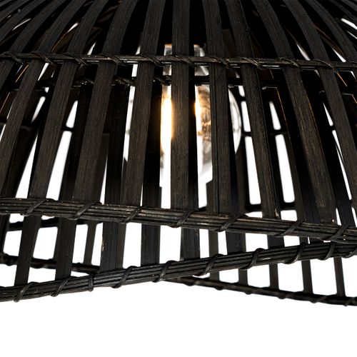 Plafonnier Oriental Bambou Noir 62 Cm - Pua