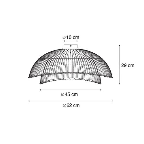 Plafonnier Oriental Bambou Noir 62 Cm - Pua
