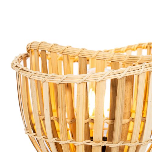 Lampe De Table Orientale Noire Avec Bambou Naturel - Pua