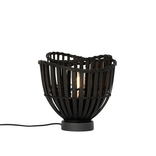 Lampe De Table Orientale En Bambou Noir - Pua