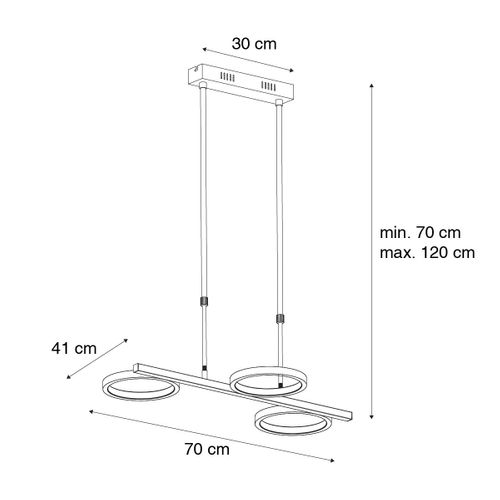 Lampe à Suspension Moderne Noire Avec LED Dimmable En 3 Étapes 3 Lumières - Vivé