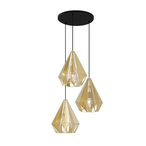 Lampe à Suspension Industrielle Dorée Avec Maille 3 Lumières - Carcass