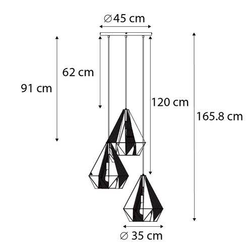 Lampe à Suspension Industrielle Dorée Avec Maille 3 Lumières - Carcass