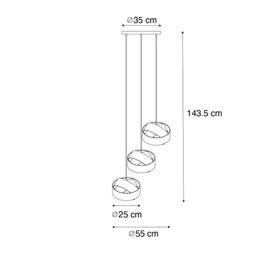 Lampe à Suspension Moderne Blanche 3 Lumières - Tissu