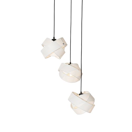 Lampe à Suspension Moderne Blanche 3 Lumières - Tissu