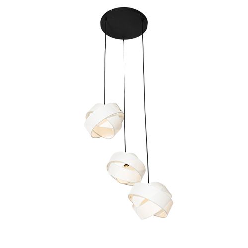 Lampe à Suspension Moderne Blanche 3 Lumières - Tissu